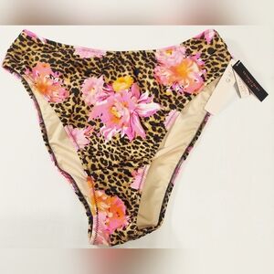 Victoria's Secret medium high waisted cheeky bikini bottom floral & leopard NWT